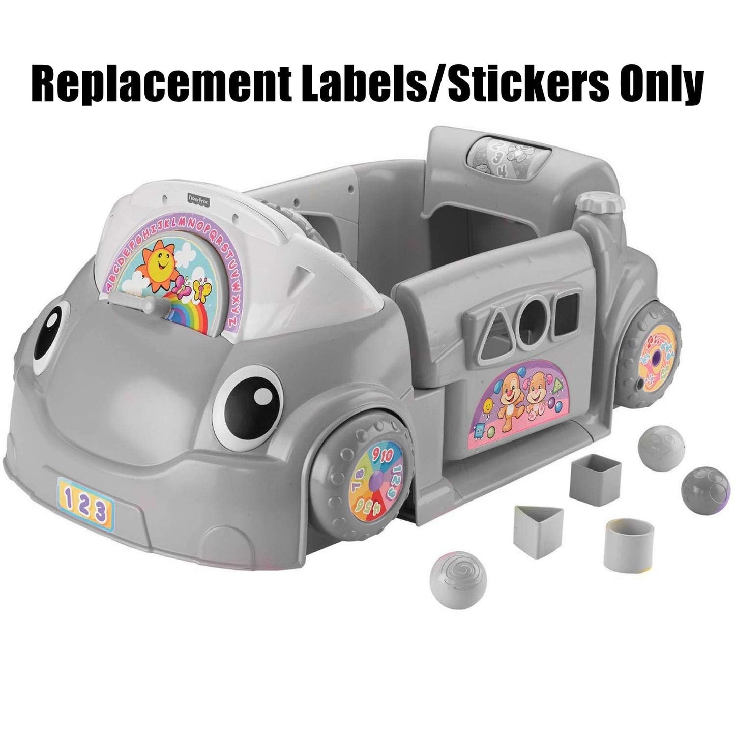 Replacement Parts Laugh and Learn Car - Fisher-Price Laugh and Learn Crawl Around Car CDC78 and DJD10 ~ Replacement Stickers ~ Styles May Vary from