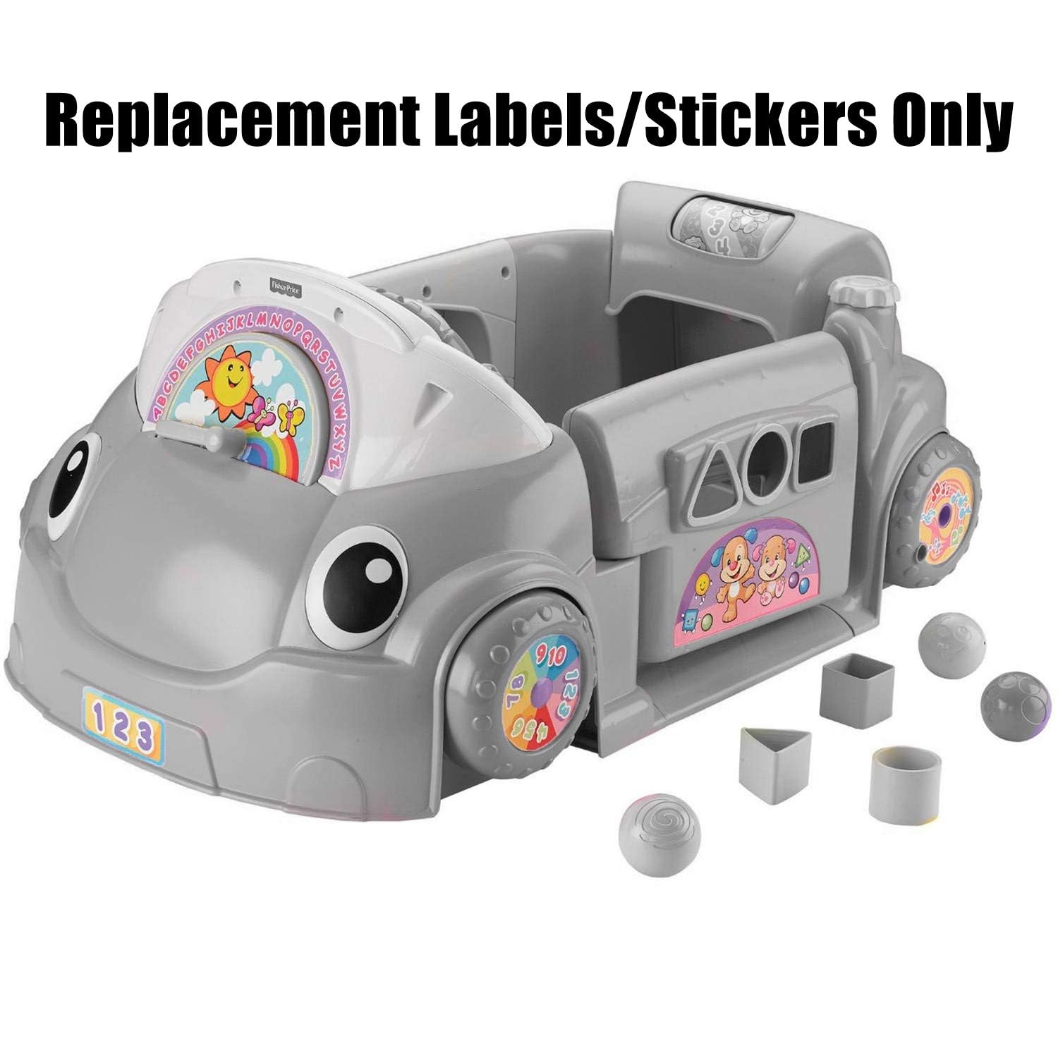Replacement Parts Laugh and Learn Car - Fisher-Price Laugh and Learn Crawl Around Car CDC78 and DJD10 ~ Replacement Stickers ~ Styles May Vary from