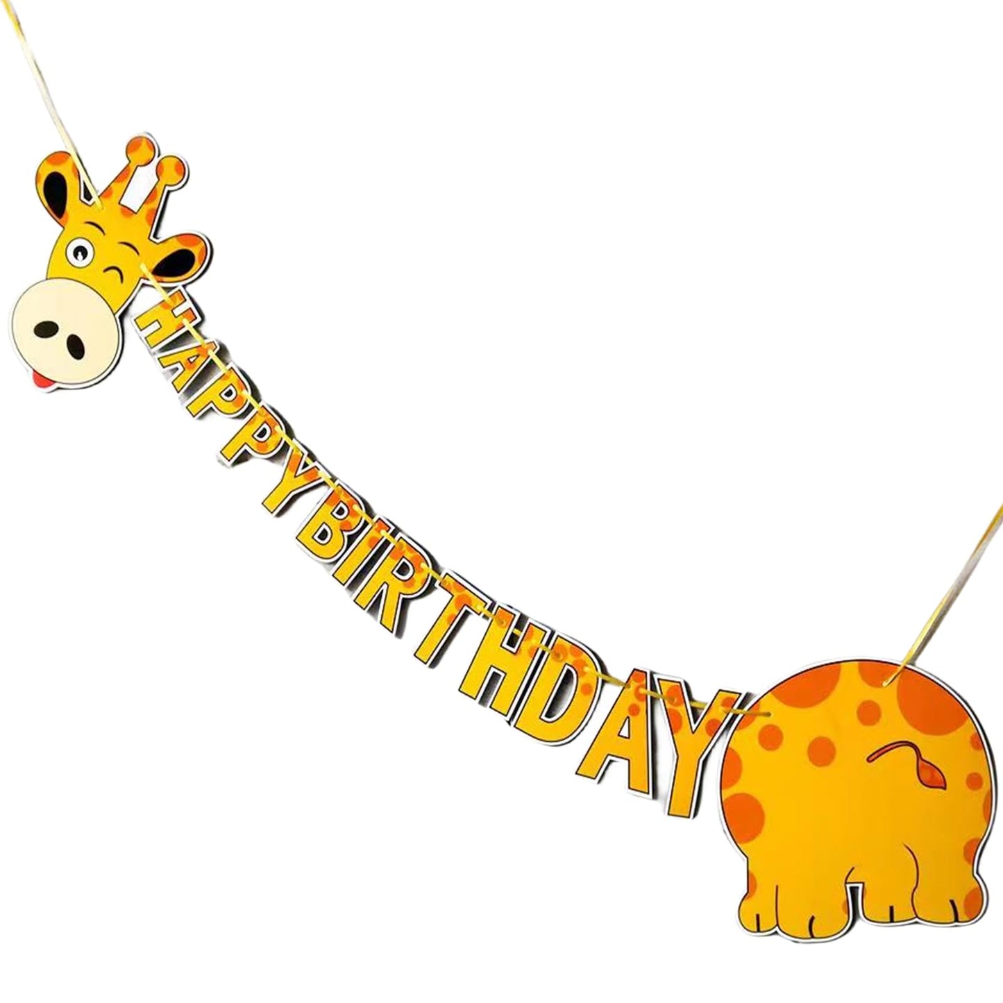 Giraffe Happy Birthday Party Banner, Cartoon Safari Animal Garland, Kids Jungle Themed Birthday Decorations, Funny Wall Hanging Letter Bunting