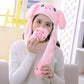 umbresen Bunny Hat Ear Moving Jumping Rabbit Hat Funny Cute Plush Animal Cap with Paws for Kids Women Girl Party Christmas Holiday Birthday Dress up