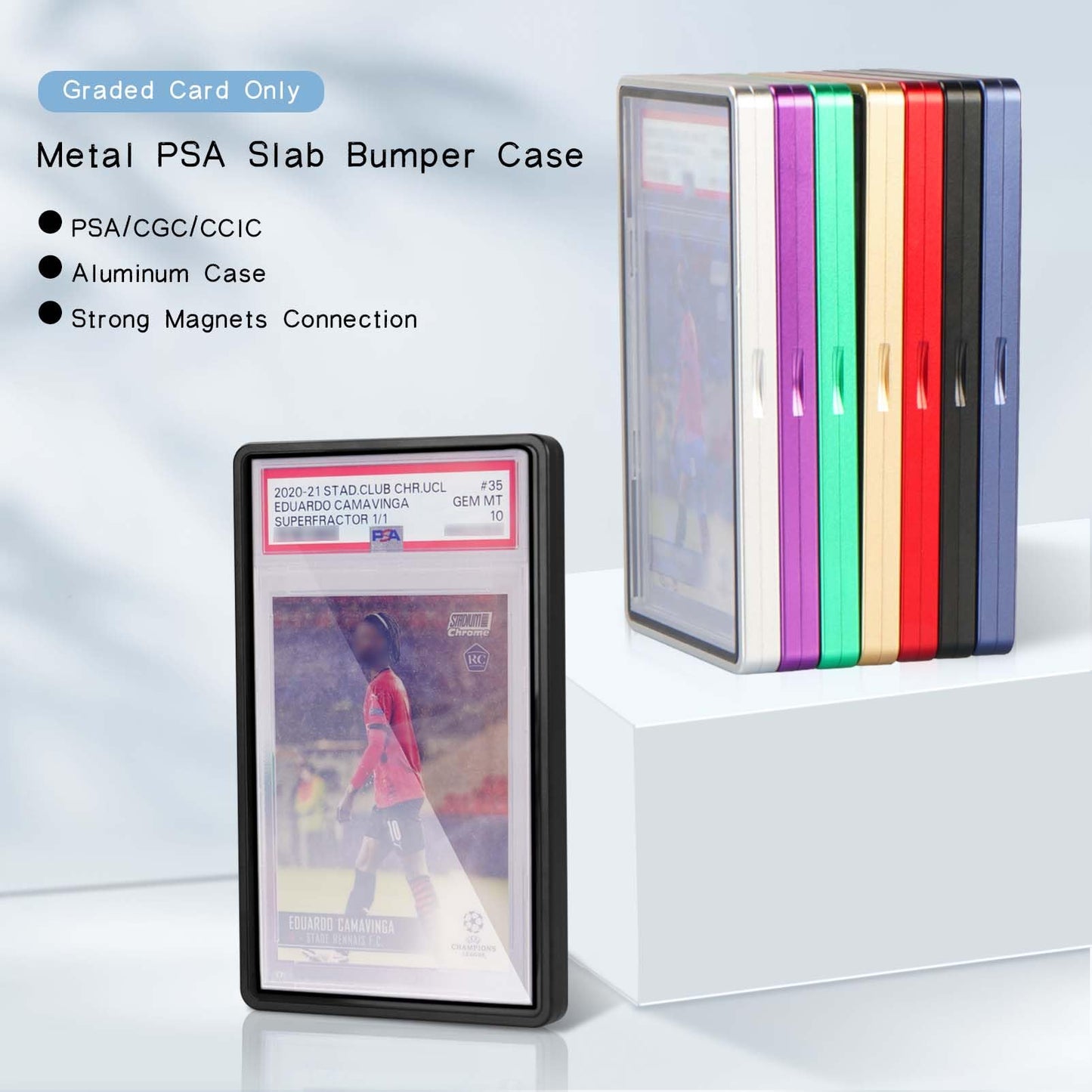 DiaoTu PSA Slab Bumper Case, Metal Graded Cards Slab Magnetic Protector for 35pt PSA/CGC/CCIC Graded Cards|Scratch Resistant | Stackable | UV
