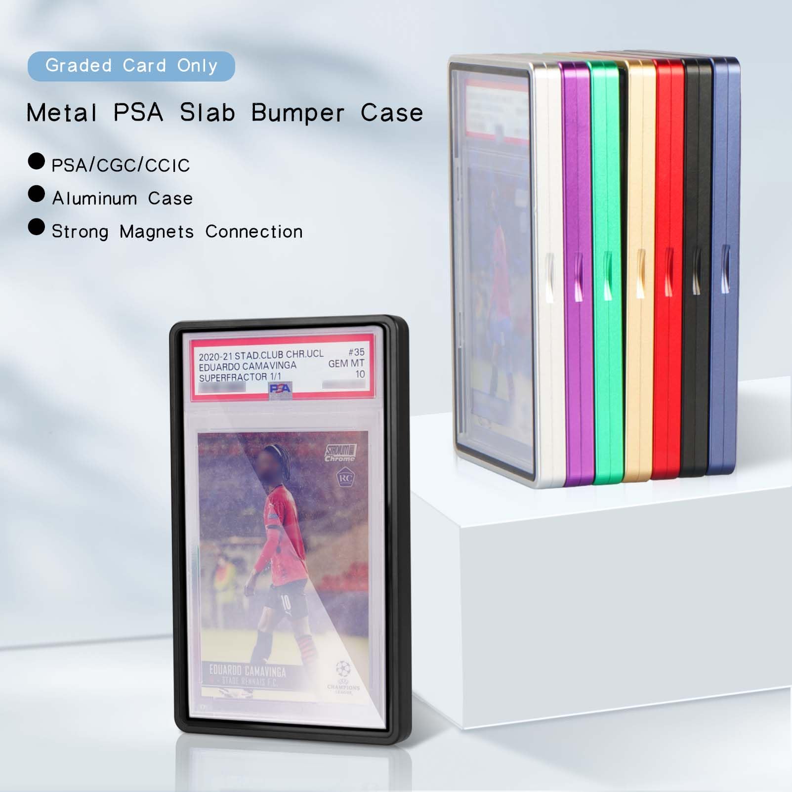 DiaoTu PSA Slab Bumper Case, Metal Graded Cards Slab Magnetic Protector for 35pt PSA/CGC/CCIC Graded Cards|Scratch Resistant | Stackable | UV