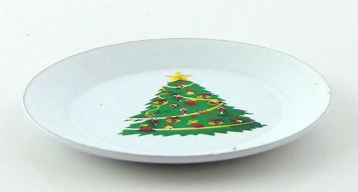 Melody Jane Dolls Houses Christmas Tree Plate Miniature Kitchen Dining Room Table Accessory
