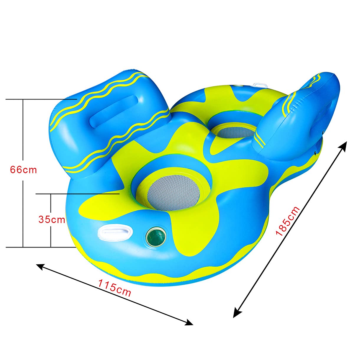 Double Pool Floats, Adult Pool Floats, mesh Bottom Pool raft, with Two Handle and Two Big Cup Holder, Great for Chilling in the Pool,Blue.