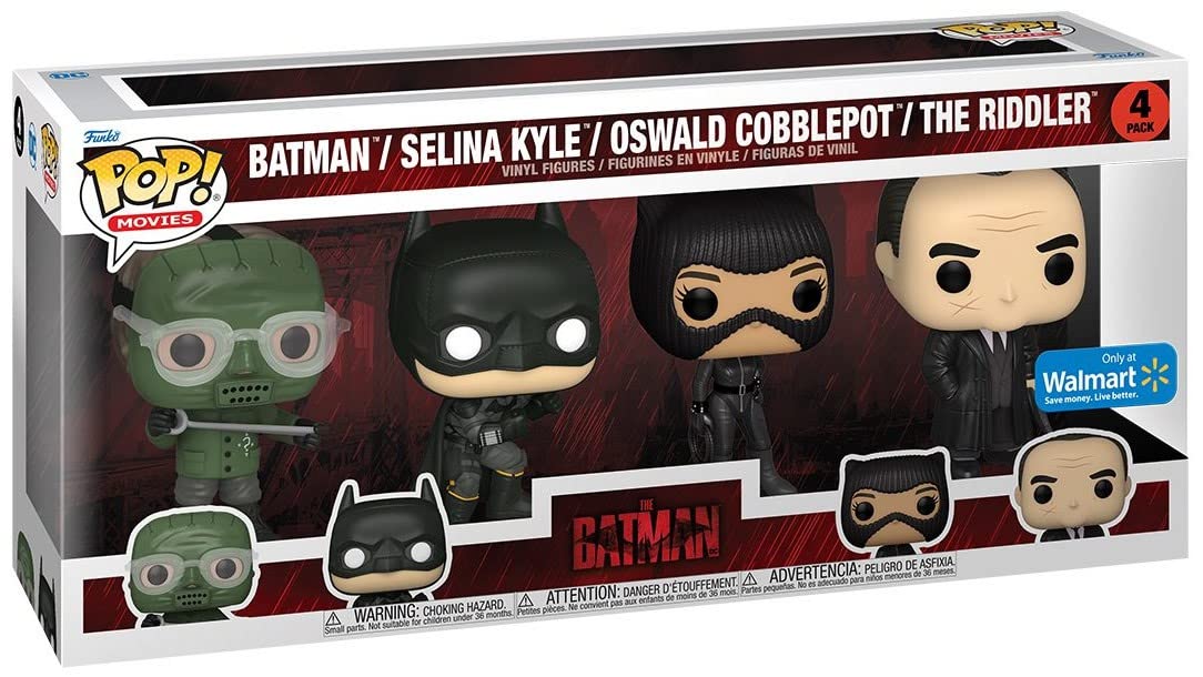 Funko Pop! Heroes: The Batman, Selina Kyle, The Riddler, Oswald Cobblepot -4 Pack,Walmart Exclusive!