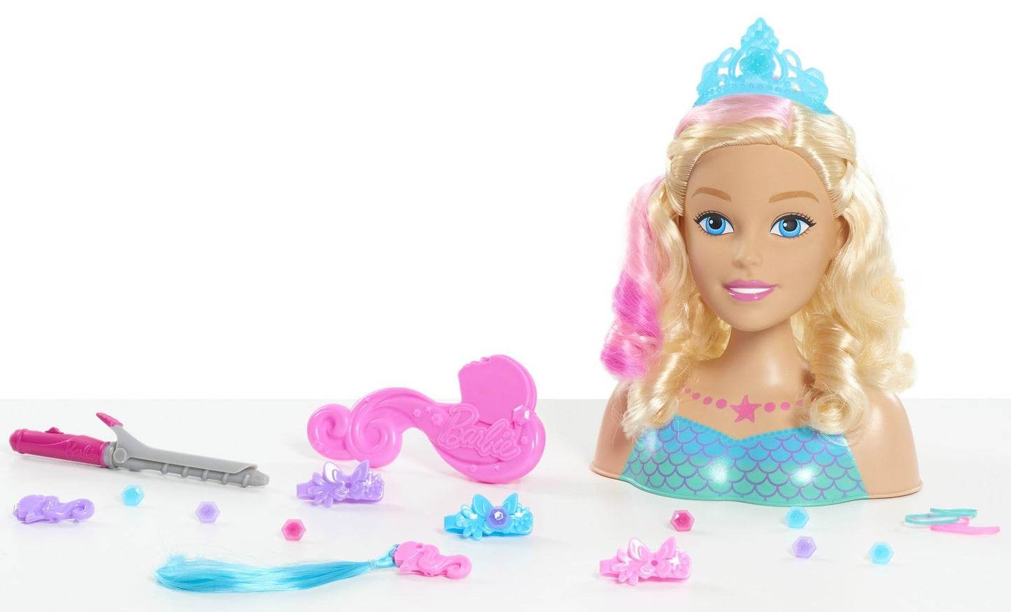 Barbie Dreamtopia Mermaid Styling Head, 22 pieces, Kids Toys for Ages 3 Up by Just Play