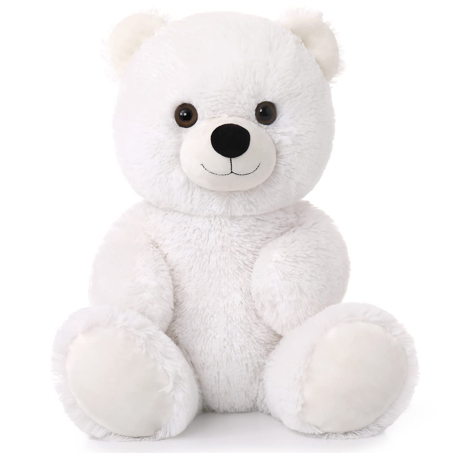 Tezituor White Teddy Bear Stuffed Animal, Cute 18 inch Big Stuffed Teddy Bear Plush Toy, Soft Teddy Bear Plush Birthday Party Gift for Boys Girls
