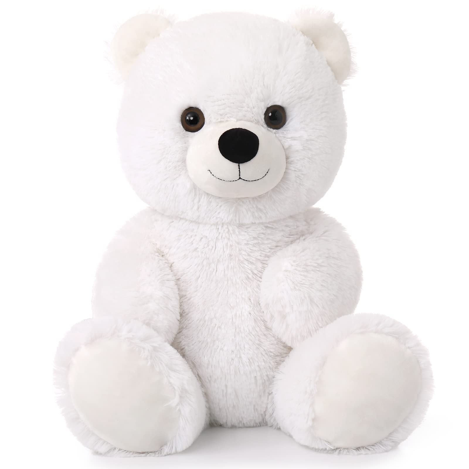 Tezituor White Teddy Bear Stuffed Animal, Cute 18 inch Big Stuffed Teddy Bear Plush Toy, Soft Teddy Bear Plush Birthday Party Gift for Boys Girls