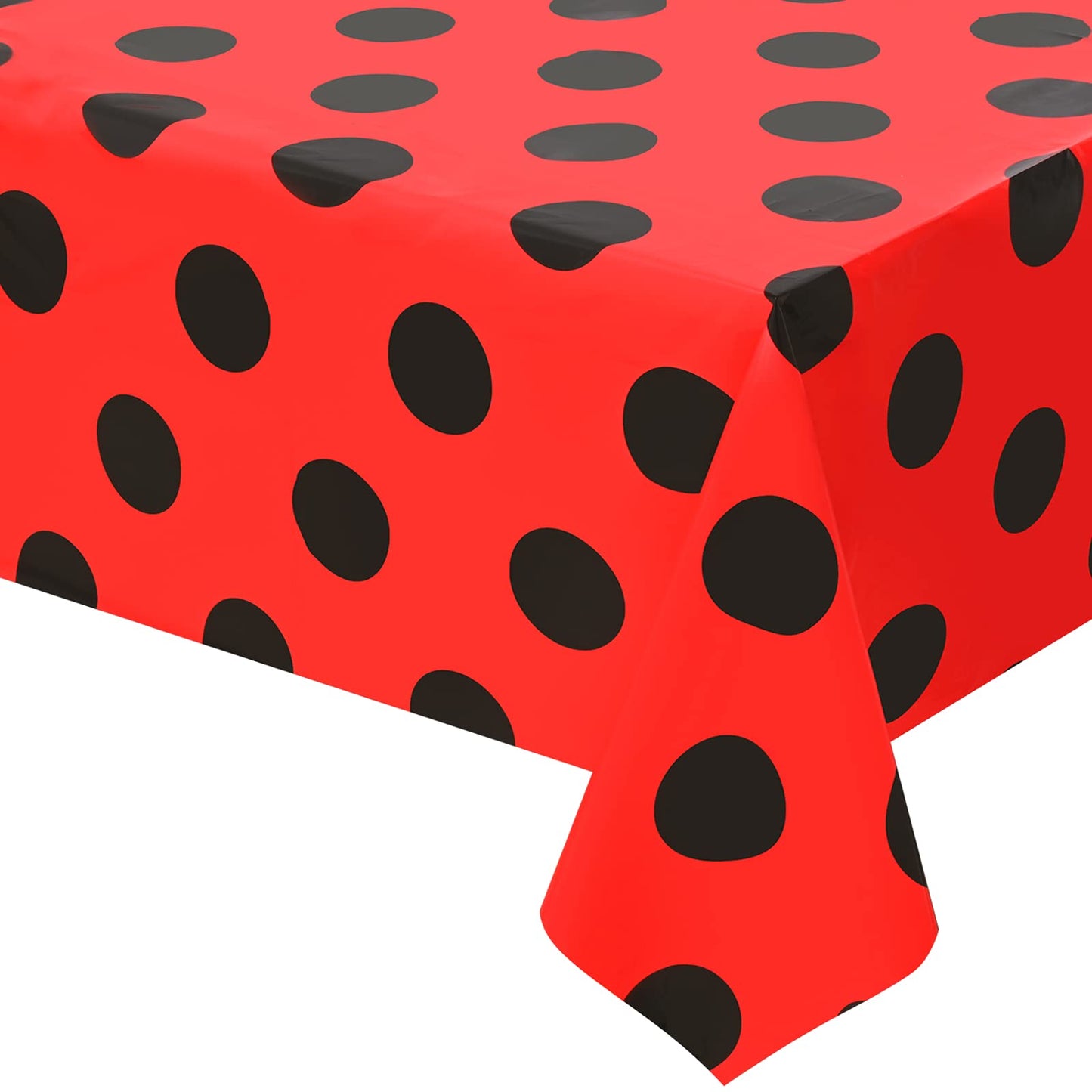 Lecpeting 2 Pcs Ladybug Tablecloth Red Black Polka Dots Plastic Table Covers 87 x 51 Inches Ladybug Themed Party Decorations for Birthday Party