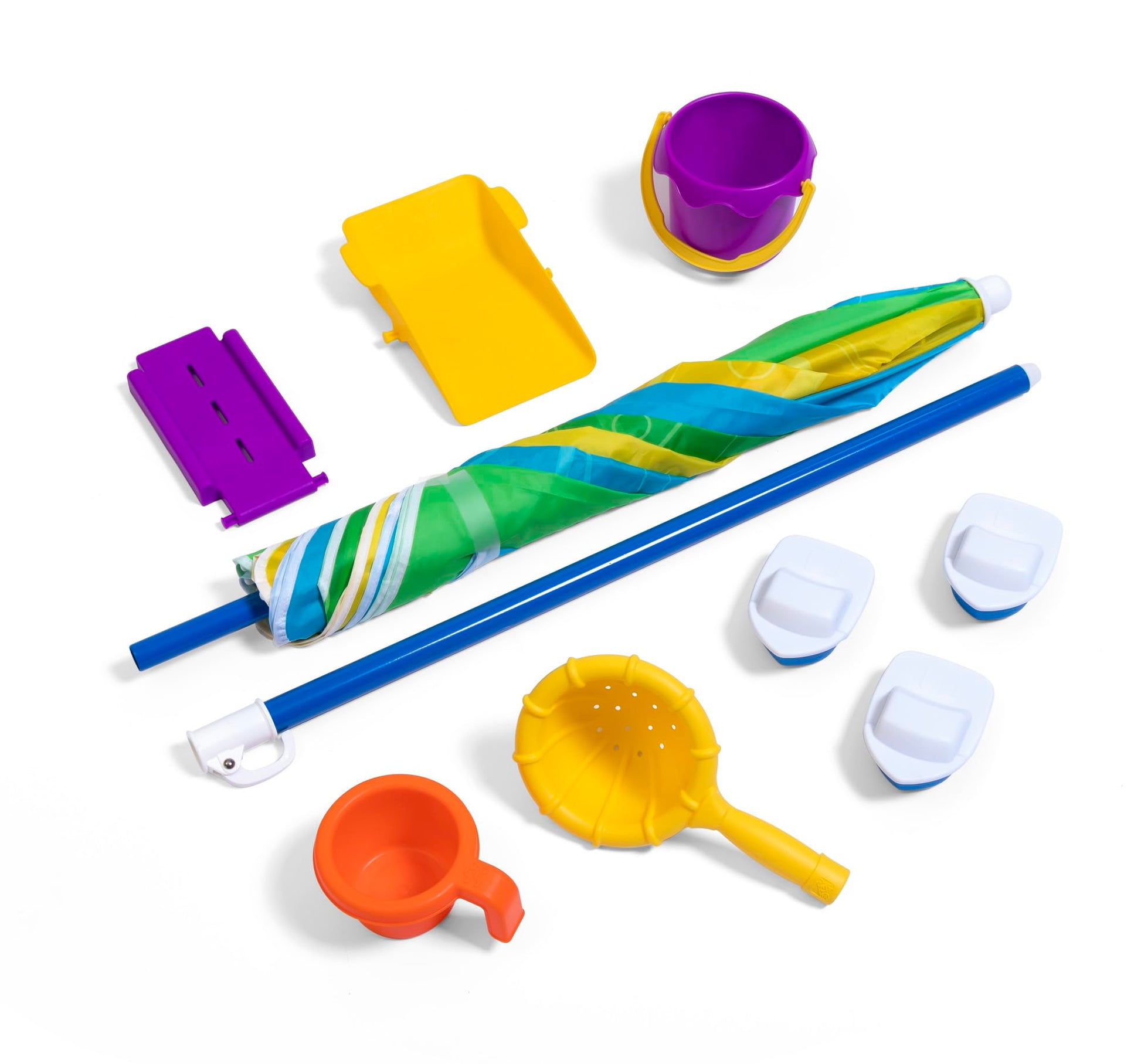 Step2 Waterpark Wonders Two Tier Water Table, Kids Water Activity Sensory Playset with Umbrella, Garden Hose Sprinkler Attachment, 11 Piece