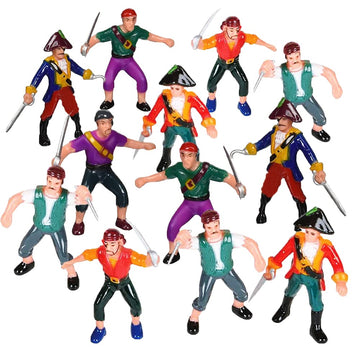 ArtCreativity Pirate Action Figures - Pack of 12 - Pirate Plastic Figures in Assorted Poses - Fun Pirates Figurines Party Favors and Prizes for Kids