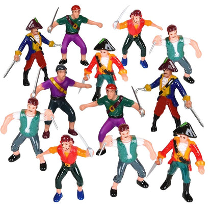 ArtCreativity Pirate Action Figures - Pack of 12 - Pirate Plastic Figures in Assorted Poses - Fun Pirates Figurines Party Favors and Prizes for Kids