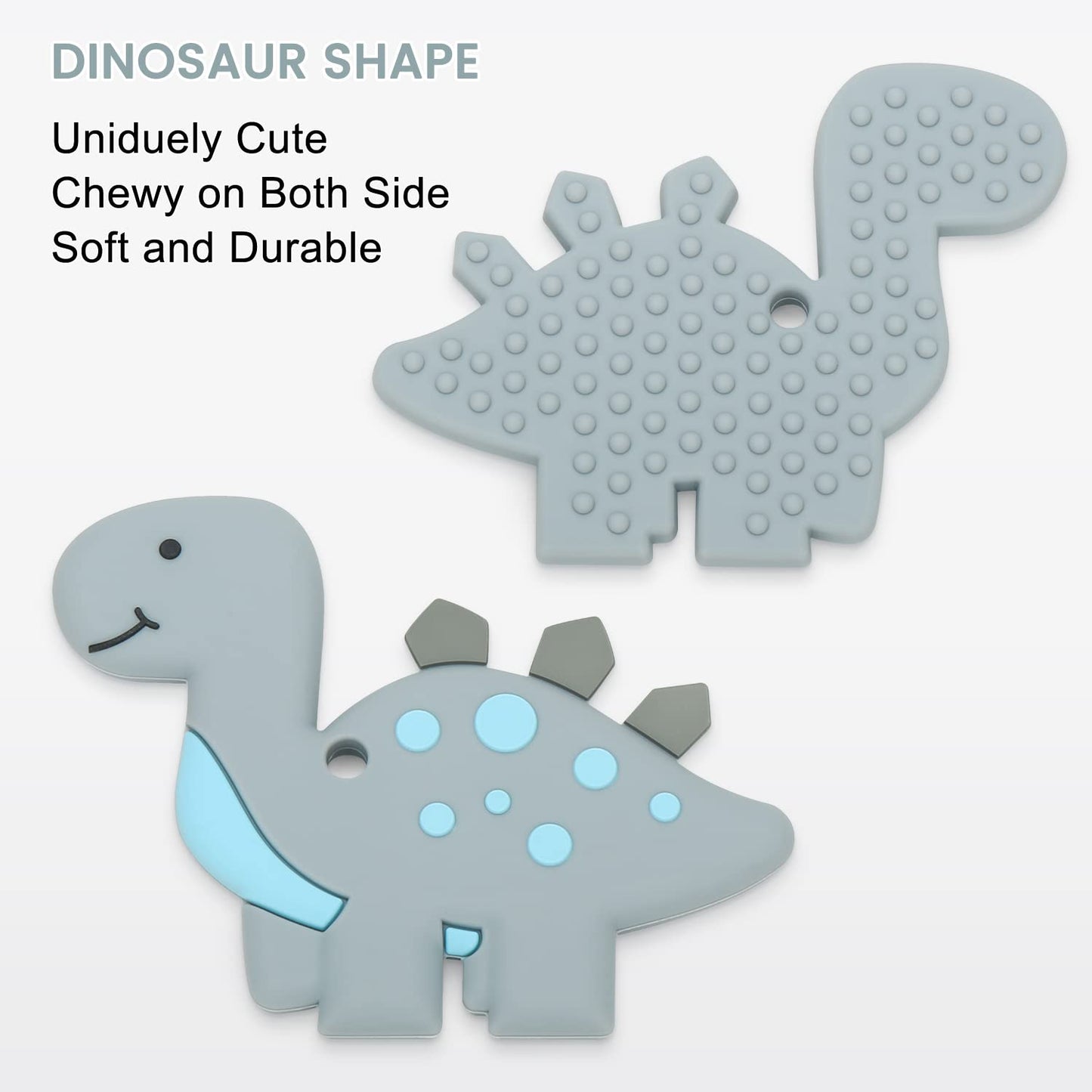 Teething Toys for Babies, Baby Teethers with Clip Silicone Baby Teether Toys for Boys and Girls Infant Teething Relief for Teething Dinosaur Shape