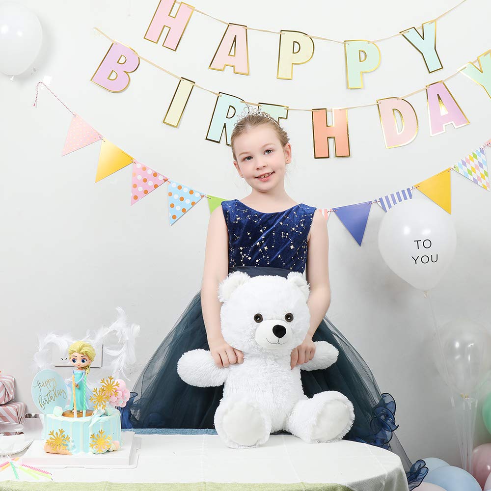 Tezituor White Teddy Bear Stuffed Animal, Cute 18 inch Big Stuffed Teddy Bear Plush Toy, Soft Teddy Bear Plush Birthday Party Gift for Boys Girls