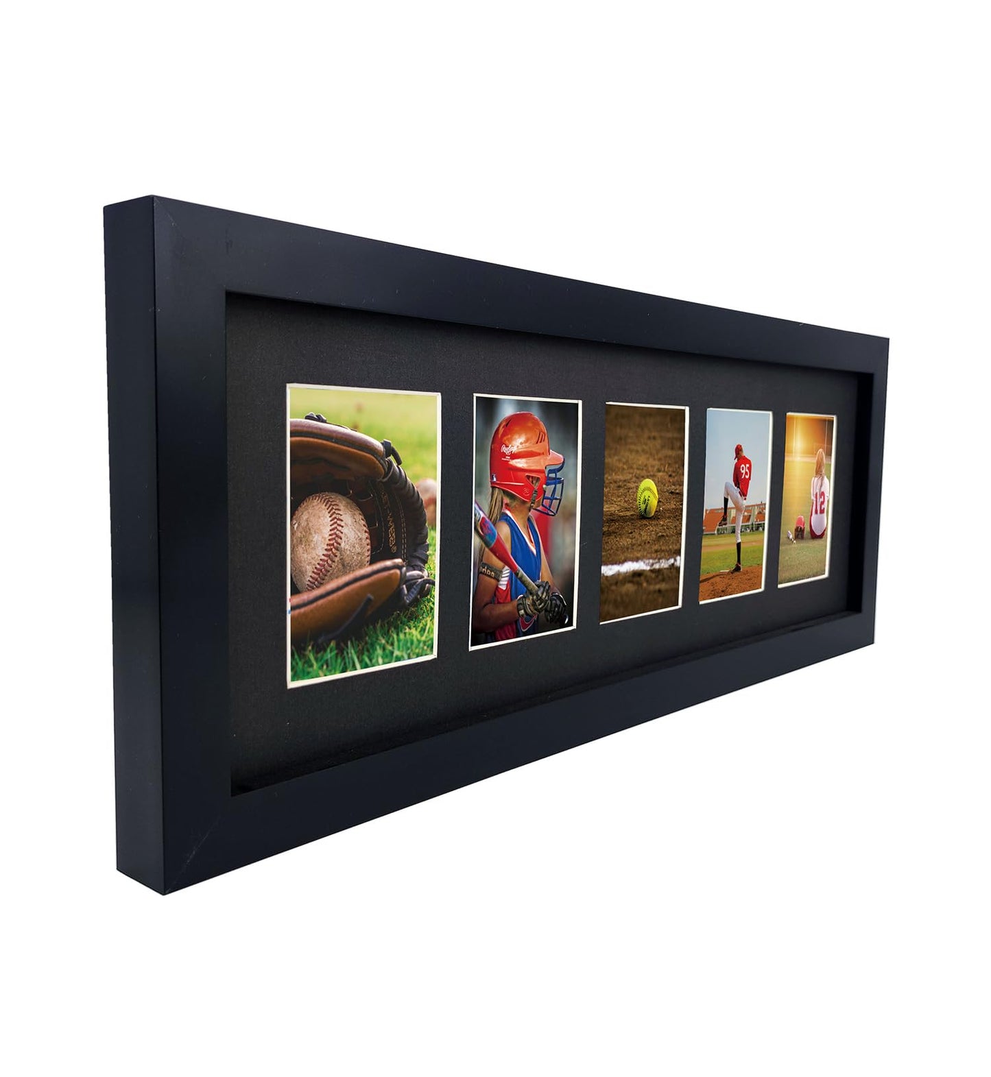 Trading Card Display Frame for 5 Standard Cards, 2 Pack, UV Protection, Black Pasted Double Mats, Sports Card Collector Wall Display, Holder for