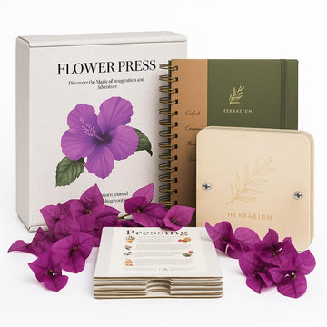 WOKK Flower Press with Herbarium Journal | Flower Preservation Kit, Leaf Press Kit for Making Cards, Plant Press for Adults and Kids, Added Journal