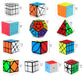 Speed Cubes, [13Pack] Speed Cube Set - Megaminx Mirror Pyramid Fluctuation Angle Wheel Square King Puzzle Cube Collection Speed Cube Bundles for Kids