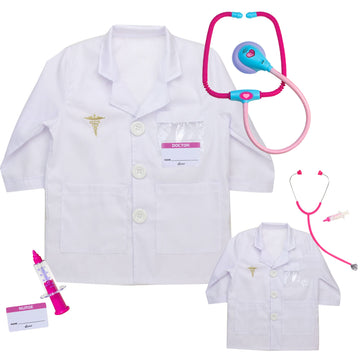 Sophia's 18" Doll and Child Matching Doctor Lab Coats with Stethoscopes, Syringes, and Name Tags, 8 pc.
