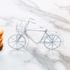 Miniature White Metal Bicycle Model: Vintage Style Bike with Basket & Details for Dollhouse Decor, Fairy Garden, Adult Collector