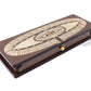 House of Cribbage - Continuous Cribbage Board/Box Inlaid in Wenge Wood/Maple : 4 Track - Sliding Lids, Drawer & Metal Pegs with Score Marking Fields