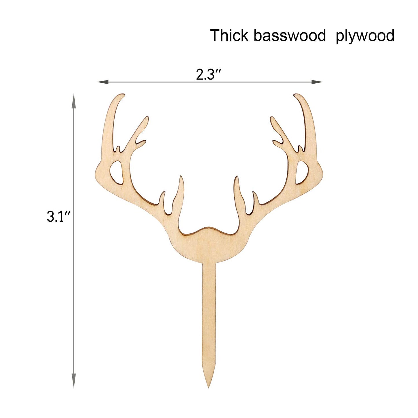 Huray Rayho Antler Cupcake Toppers Wooden Deer Cake Picks Decorations Baby Shower Wedding Hunting Boho Rustic Country Birthday Theme Party Supplies