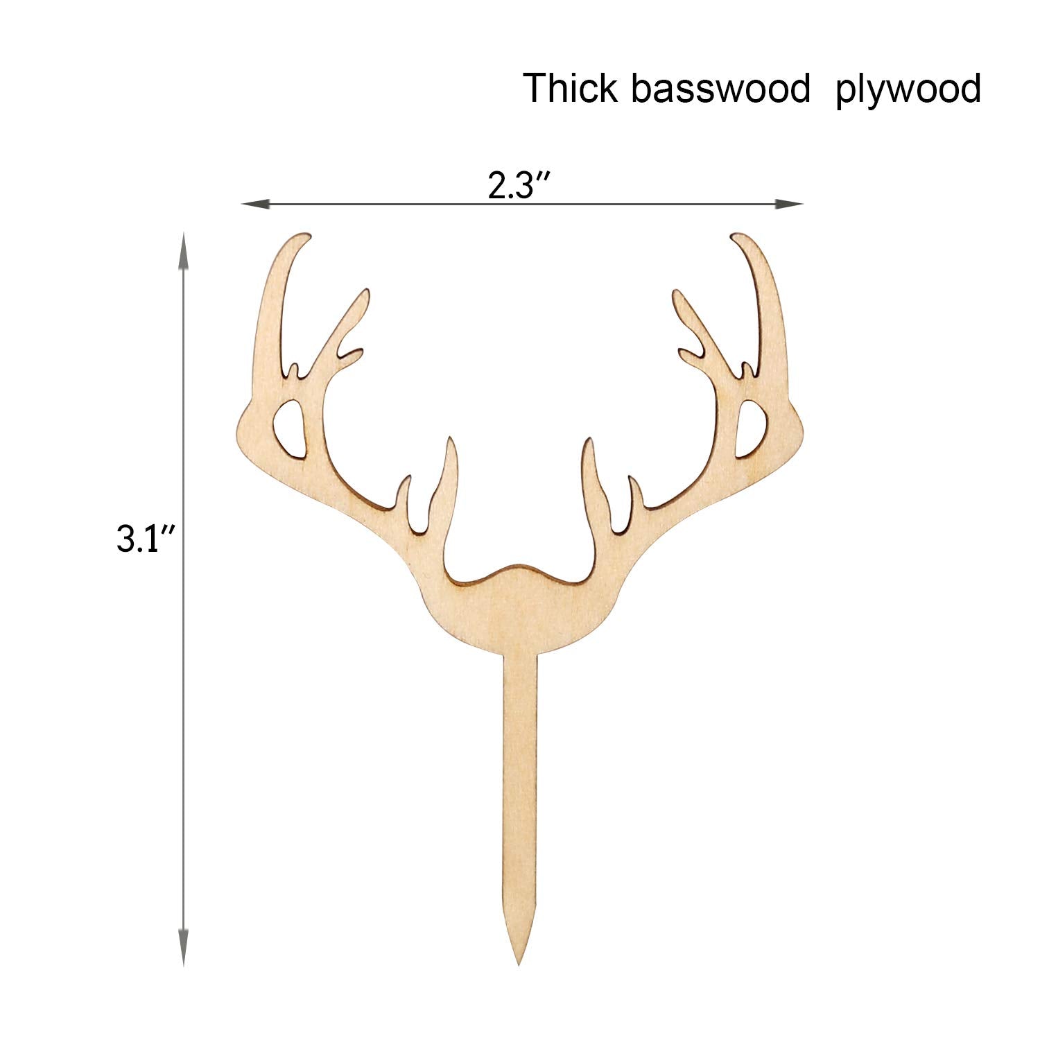 Huray Rayho Antler Cupcake Toppers Wooden Deer Cake Picks Decorations Baby Shower Wedding Hunting Boho Rustic Country Birthday Theme Party Supplies