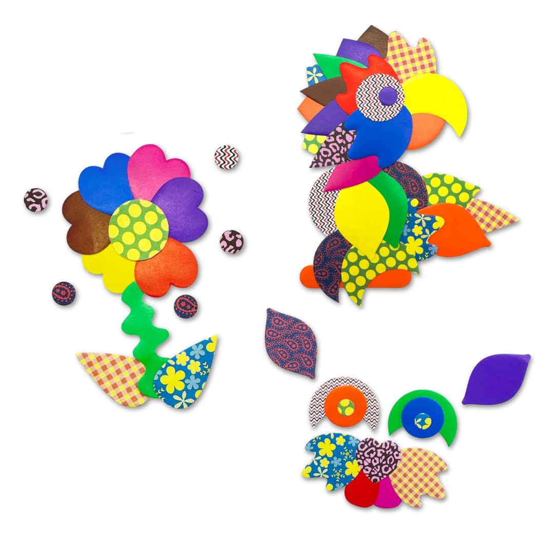 Roylco Paper Popz - 1500 Pre-Cut Patterned Paper Shapes, Assorted Colors & Designs up to 2.25", Kids Collage, Scrapbook & Mosaic Craft Supply, Made in