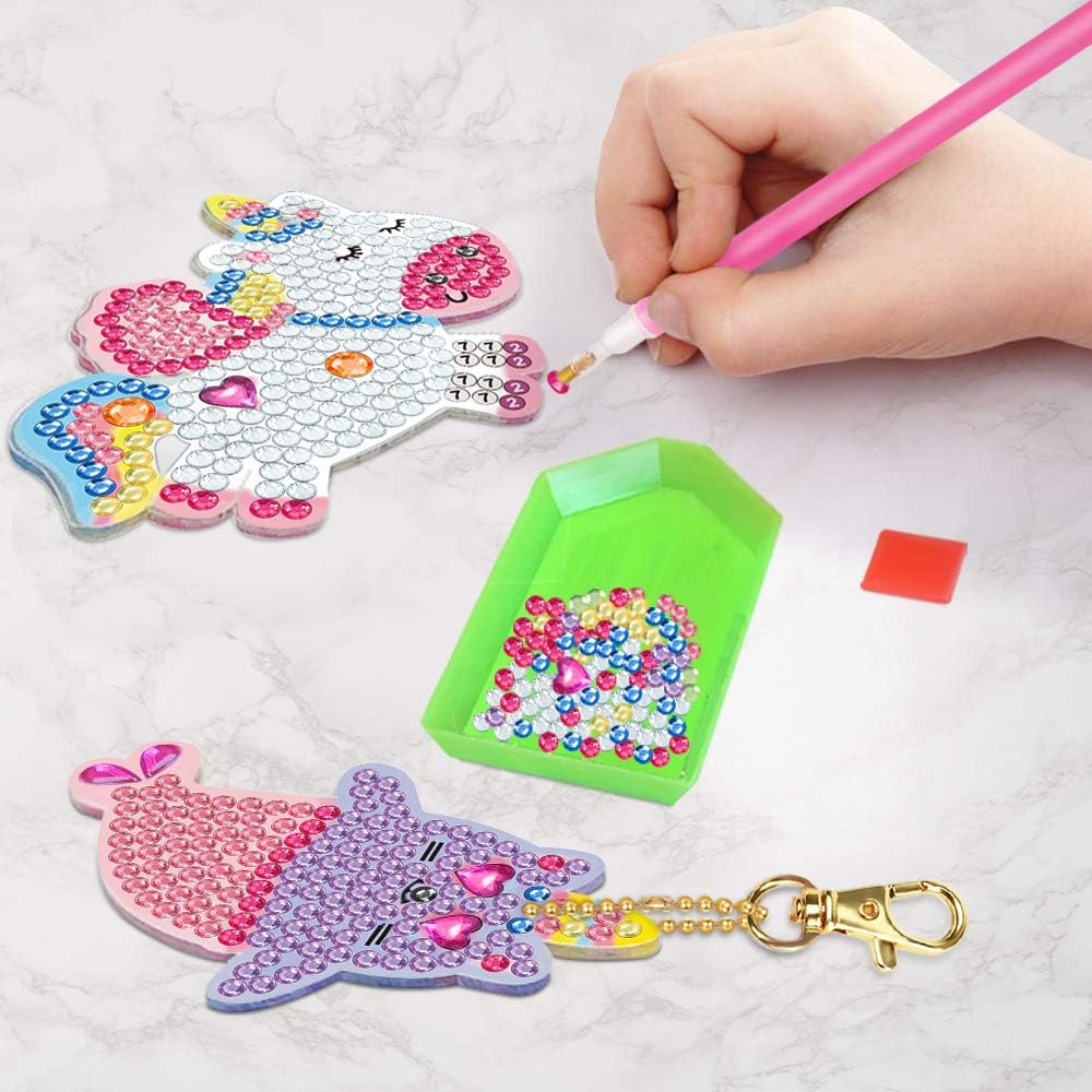 Arts and Crafts for Kids Ages 8-12 - Make Your Own GEM Keychains - 5D Diamond Art Painting by Numbers Kits Girls Kids Ages 3-5 4-6 6-8 Toys Birthday