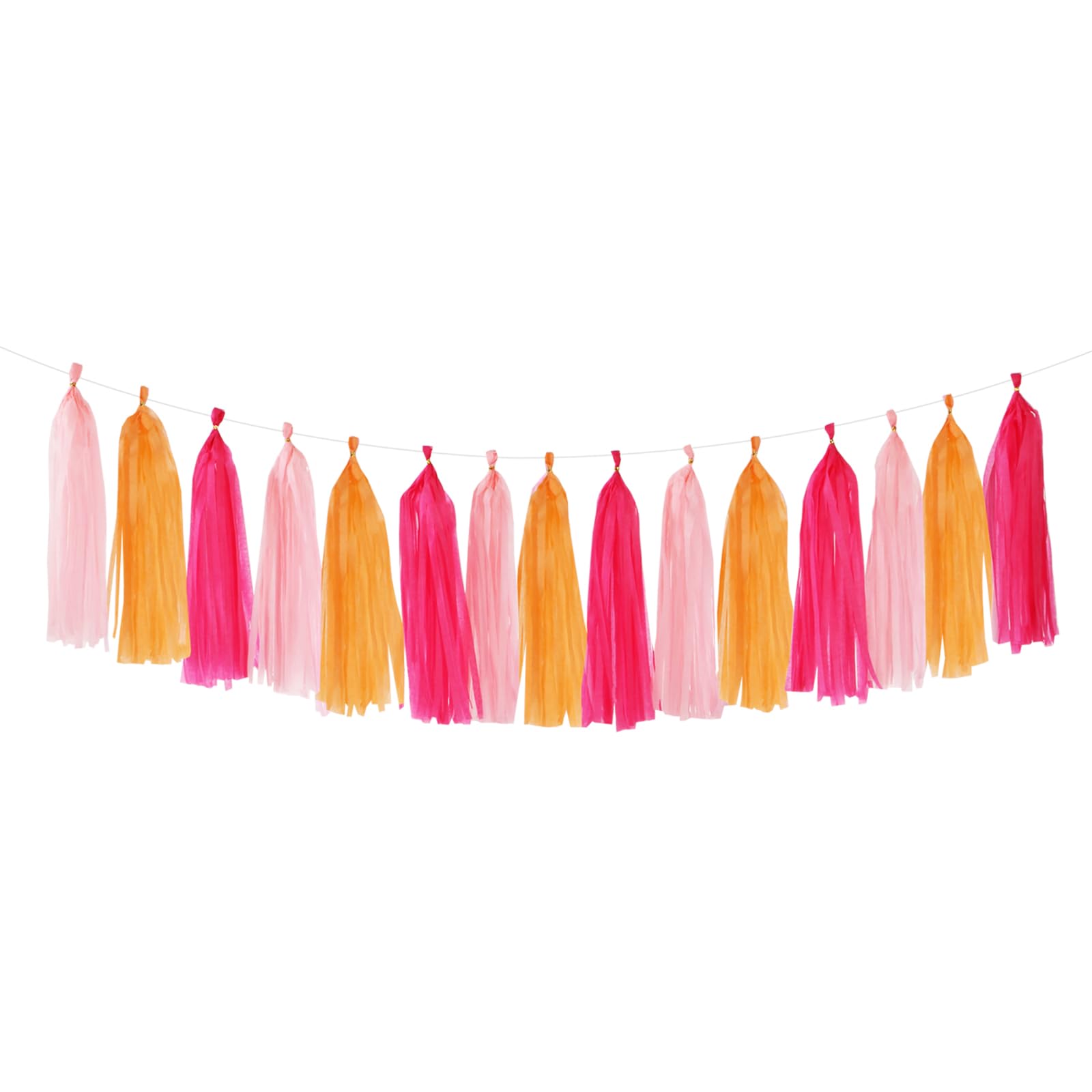 Hot-Pink Orange Fall Party-Decorations Tassel-Garland - 15pcs Groovy Baby-Shower Birthday Wedding Bridal Tassel, Autumn Thanksgiving Banner Streamers