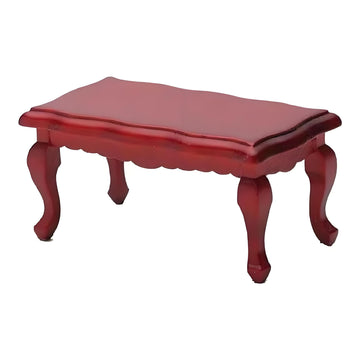 Miniature Red Wooden Coffee Table, 1:12 Scale Dollhouse Furniture, 9.1 x 4.4 x 14.2 cm, Suitable for Room and Queue Decoration Furniture Model