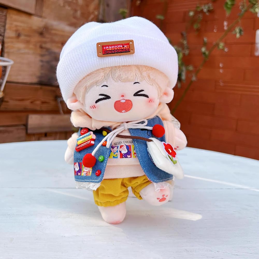 niannyyhouse Rabbit Ears Boy Stuffed Body 20cm Plush Doll Wearable Clothing (10-with Skeleton)