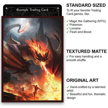 Fantasy North - Endragos - The Incinerator - Dragon Series - 100 Textured Matte TCG Card Sleeves - Fits Magic MTG Commander Pokemon and Other Card