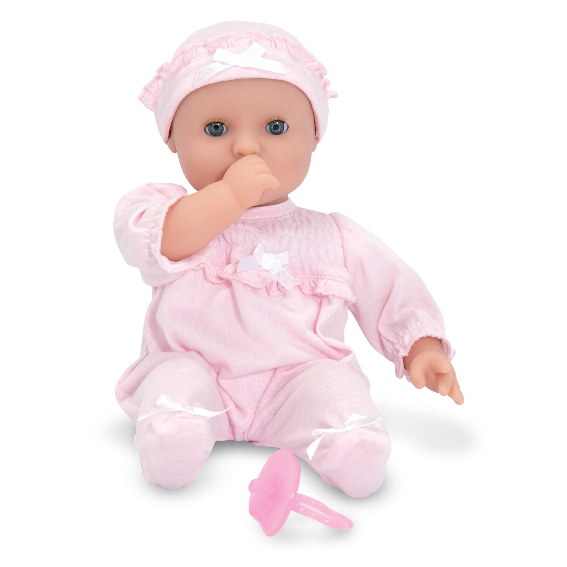 Melissa & Doug Mine to Love Jenna 12" Baby Doll with Moving Eyes, Thumb & Pacifier Sucking Action, Doll Clothes & Accessories, Toddler Toys for Girls