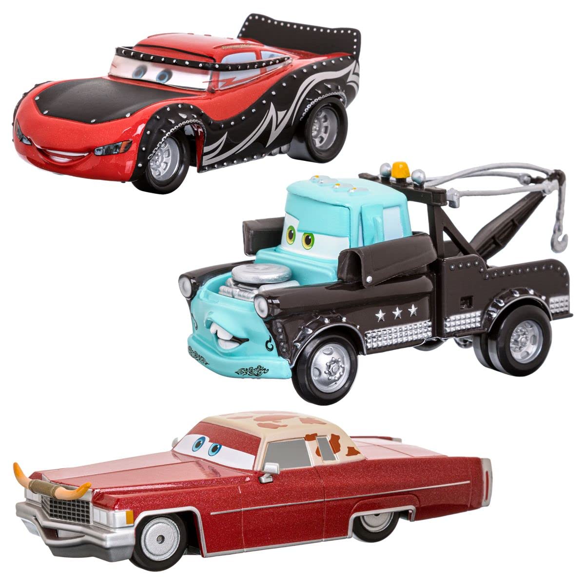 Disney Store Boy's Pixar Cars Heavy Metal Mater Die Cast Set Lightning McQueen Toys Set with Dex, Lightning McQueen & Mater Die Cast 1:43 Scale