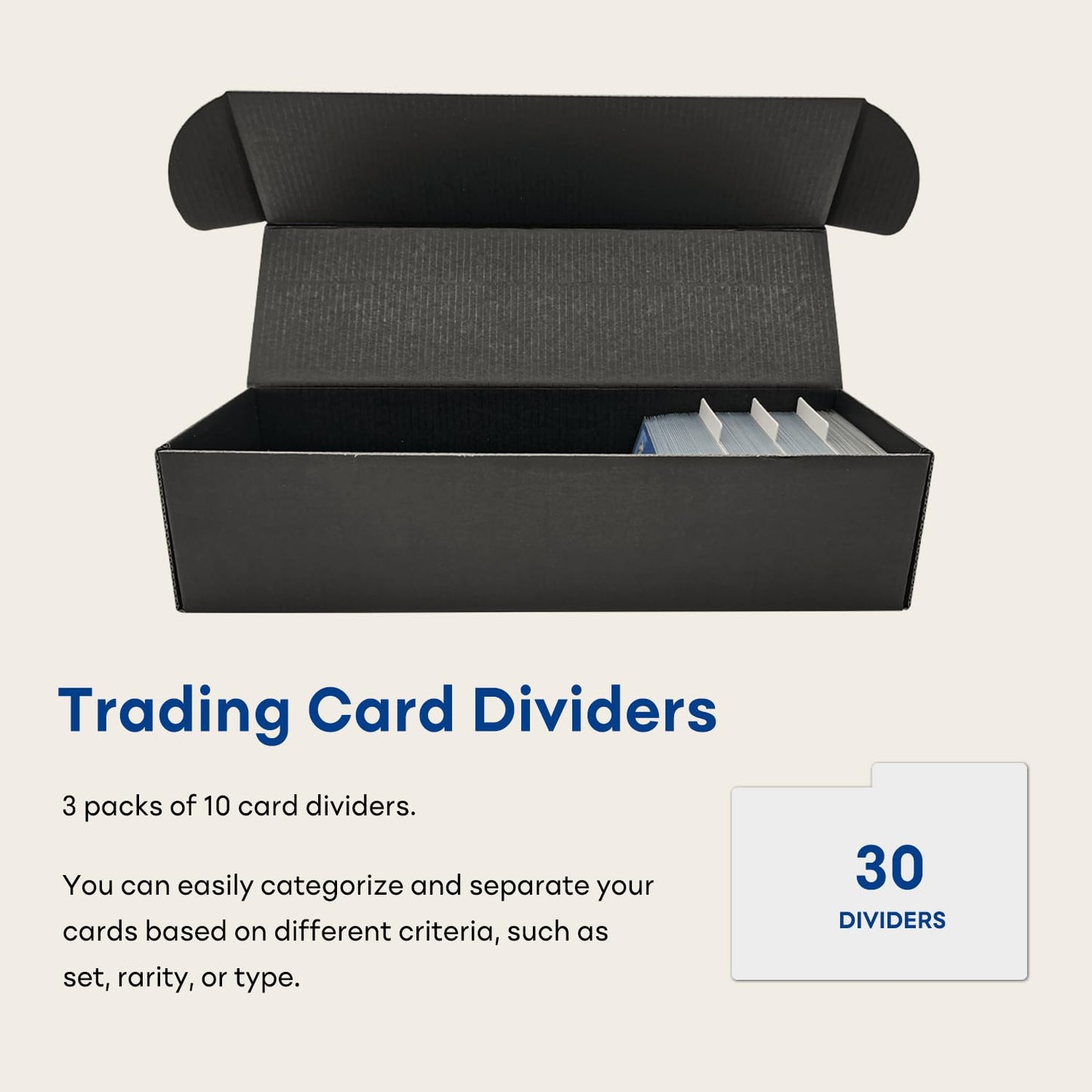 Fageverld Trading Card Storage Box with Dividers, 10 Count Cardboard Collector Boxes for Sports Baseball Mtg, Black