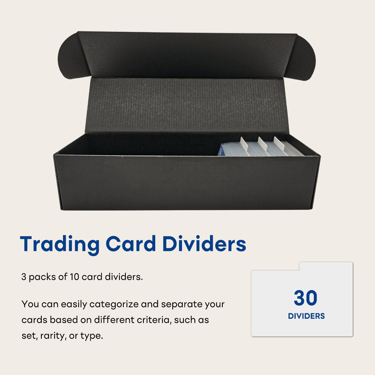 Fageverld Trading Card Storage Box with Dividers, 10 Count Cardboard Collector Boxes for Sports Baseball Mtg, Black