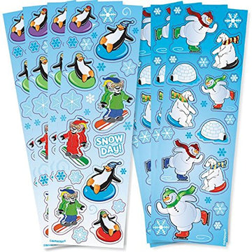 Christmas Winter Fun Printed Paper Strip Stickers, 8 Ct. | Party Favor