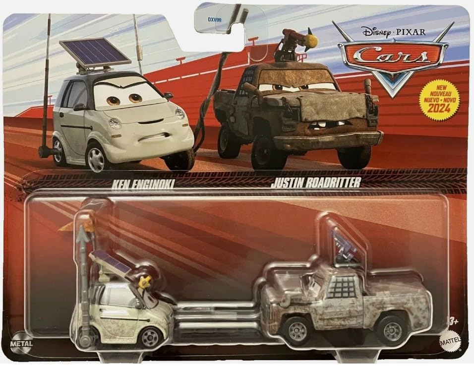 Mattel Cars 3 Diecast 1:55 Scale 2 Pack of Ken Enginoki and Justin Roadritter Road Warriors