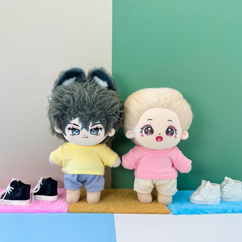 niannyyhouse Sports Shoes 20cm Plush Doll Stuffed Kpop Doll Accessories (White+Black)