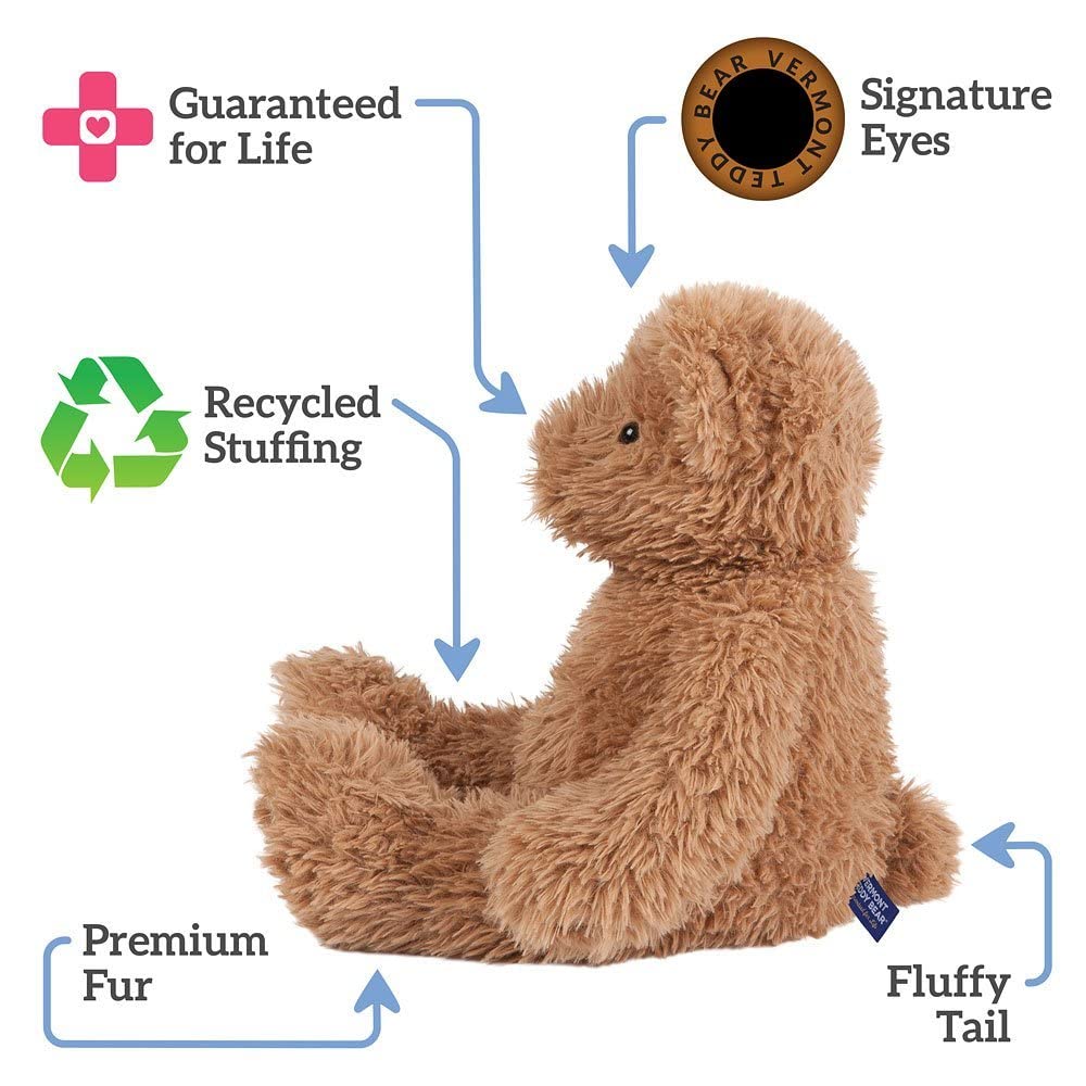Vermont Teddy Bear Brown Teddy Bear Stuffed Animal | Super Soft Cozy Plush, Romantic Gift, Crafted in the USA | 18 Inch | Super Soft Teddy Bear