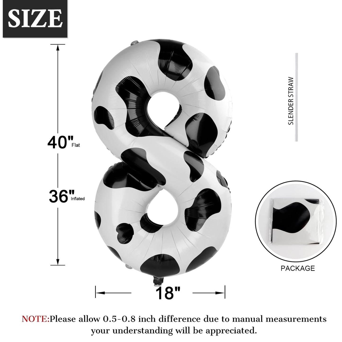 Cow Print Number Balloon Birthday Decorations, 40 inch Number balloon 0-9(Zero-Nine), Cow Balloon for Farm Birthday Party Supplies, Cow Themed