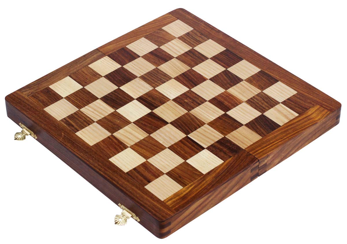 Magnetic Travel Chess Board Set - Classic Wood Staunton 7 X 7 Inch Pocket Chess Set with Folding Game Board Handmade in Fine Rosewood