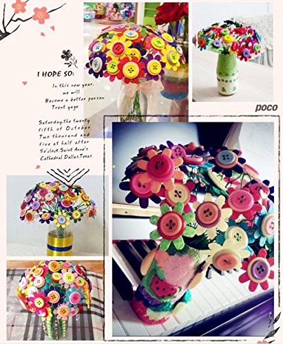 Carykon DIY Craft Iron Wire Button Felt Bouquets Kit, Make 40 Flowers (8-Petal Flowers)