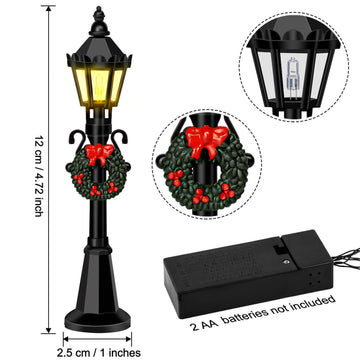 Christmas Mini Street Light Models, 4 Pcs Mini Street Lamp Dollhouse Streetlight Models, Miniature Christmas Village Pathway Lantern Post for DIY