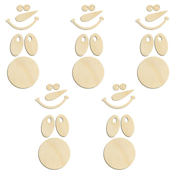10 Piece Wooden Snowman Face Reindeer Blank Craft Kit - Laser Cut Christmas Snowman Decorations, DIY Holiday Craft Set for Winter Home, Wall,