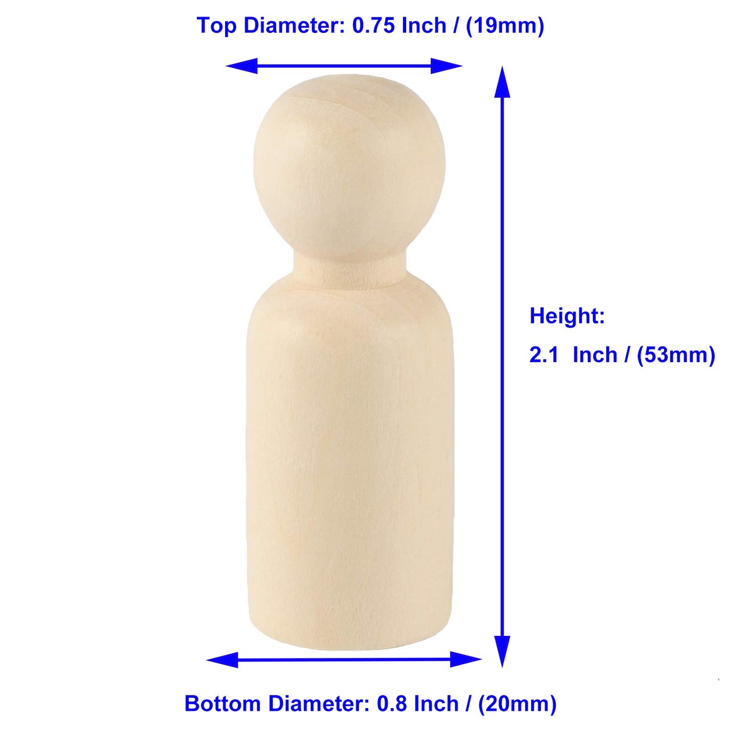 KOHAND 150 Pack 2.1 Inch Unfinished Wooden Peg Dolls, Natural Wood Peg Doll Body, Wooden Peg Doll People for DIY Crafts, Wedding,Home Party Decoration