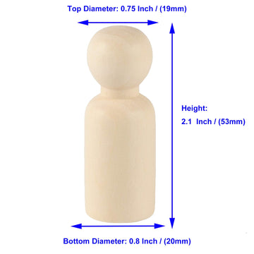 KOHAND 150 Pack 2.1 Inch Unfinished Wooden Peg Dolls, Natural Wood Peg Doll Body, Wooden Peg Doll People for DIY Crafts, Wedding,Home Party Decoration