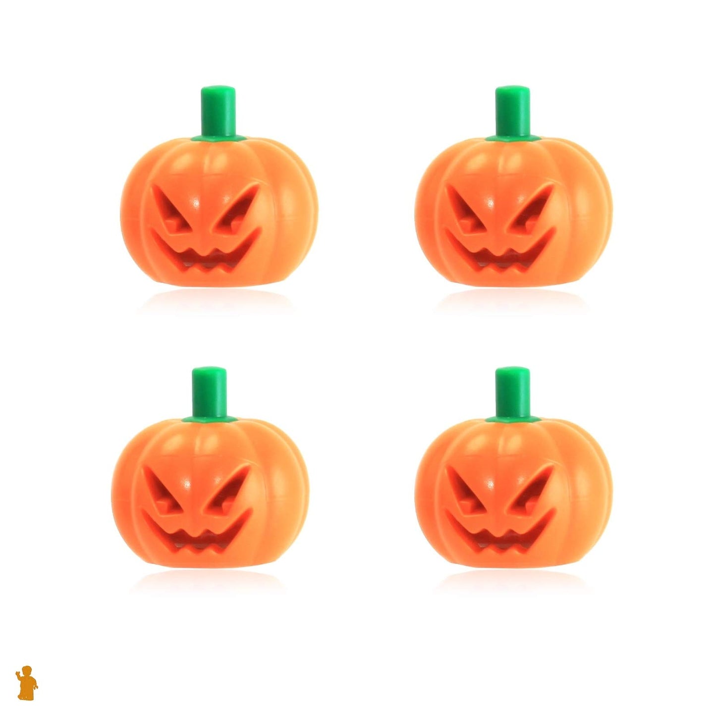 LEGO Halloween Minifigure Accessory - Pumpkin with Green Stem Jack O' Lantern ?? (4 Pack) With Halloween Display