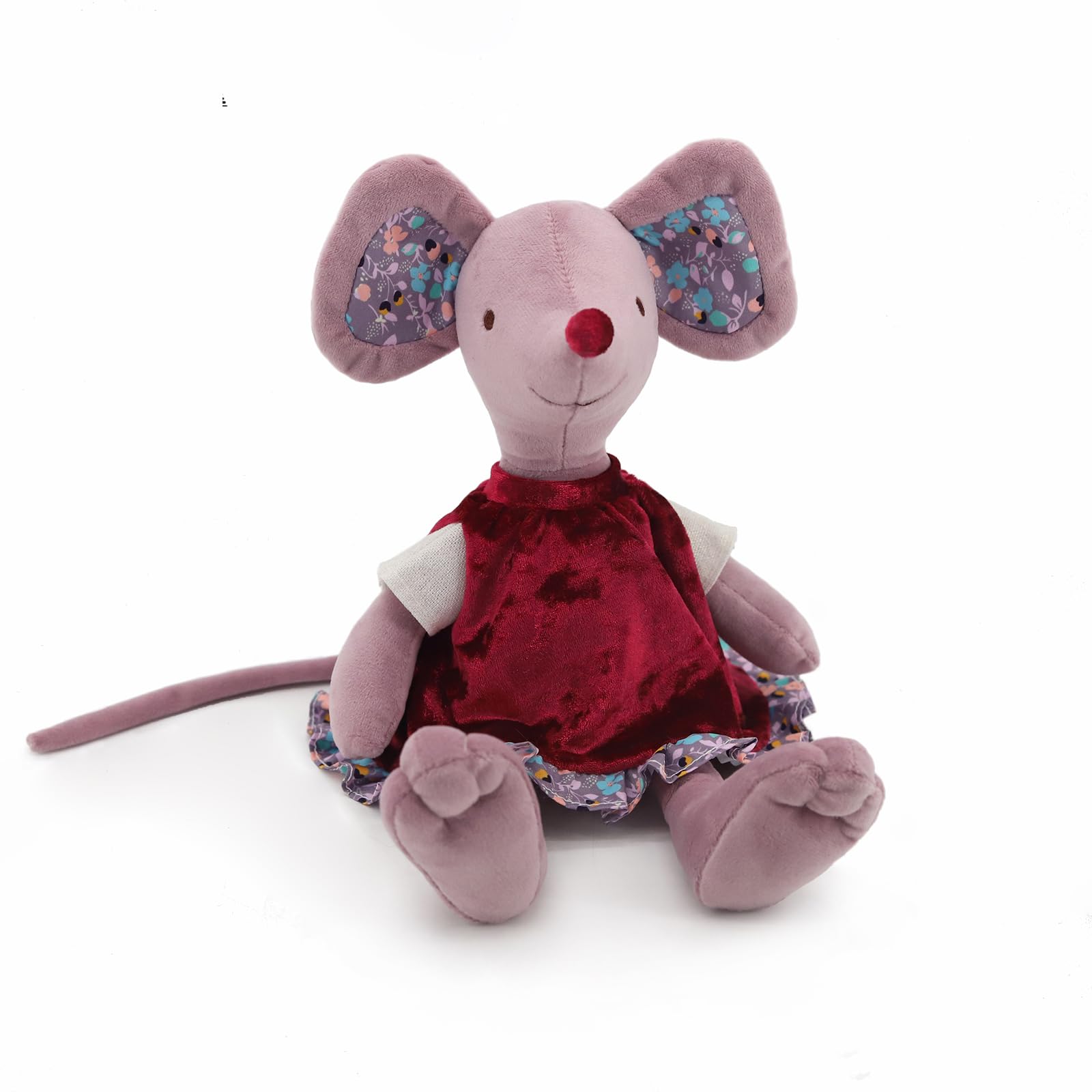 JamieCare 12'' Lovely Birthday Ballet Mouse Plush Toy Doll, Soft Stuffed Animals Cute for Toddler Boys and Girls, Red Dress and Clothes are Removable