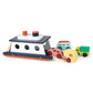 Mentari Toys - Car Ferry - Wooden Boat Set with 4 Vehicles - Includes Car, Caravan, Campervan, and Truck - Interactive Loading & Unloading Toy